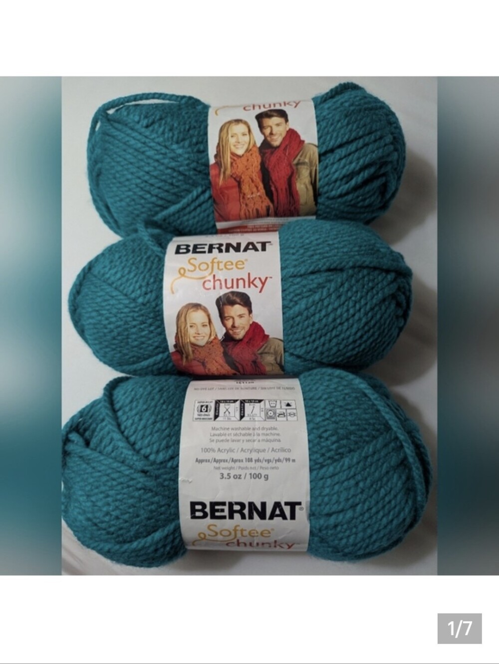 Bernat Softee Chunky Emerald Yarn - 3 X 100g/3.5oz - Acrylic NEW